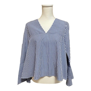 NWT -‎ FXJC Woman Blue and White Gingham Plaid Blouse